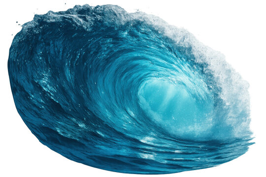 Ocean wave breaking with powerful blue water forming a curl and tube, creating a dynamic surfing environment - Powered by Adobe