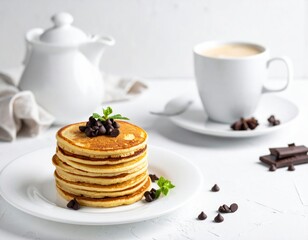 Pancakes with Berries and Coffee - A Delicious Breakfast Still Life.