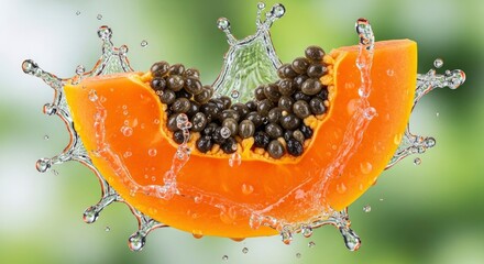 Papaya Slice Splash - A Refreshing Tropical Fruit Delight.