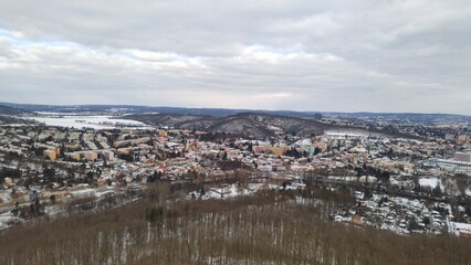 Small winter village covered with snow near Brno, Czech Republic.
