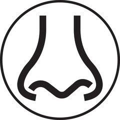 Human nose icon in flat medical, anatomy and cosmetic style. Vector illustration for healthcare, smell, respiration, allergy and beauty design concept isolated on transparent background.