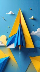 Paper Airplane Soaring Through a Dreamy Sky.