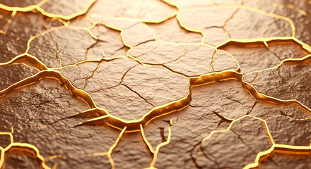 A textured 3D surface with differently shaped cells in beige tones. An internal golden glow creates depth and luxury. Ideal for backdrops, packaging, and premium design