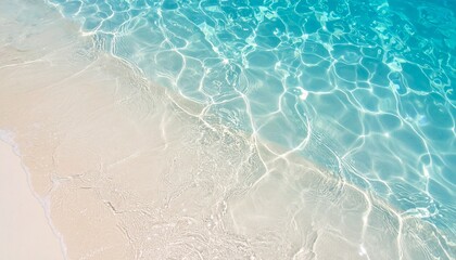 Fototapeta premium Crystal Clear Tropical Beach Ocean Waves Washing Ashore Serene Sandy Shoreline Paradise