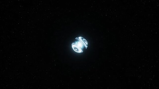 An enigmatic and powerful glowing orb, a singularity of advanced alien technology, isolated in the vast cosmic void