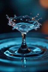 Abstract macro photograph of water droplet collision forming a crown shape