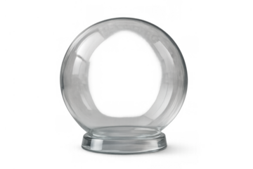 Empty transparent glass sphere standing on a base, ready for custom content or design concept