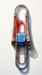 Paperclip Art - Miniature Chair Sculpture on White Background.