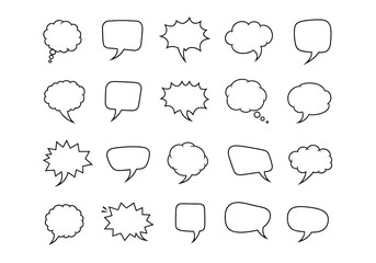 Fototapeta premium Collection of Black and White Speech Bubbles in Various Shapes and Styles.