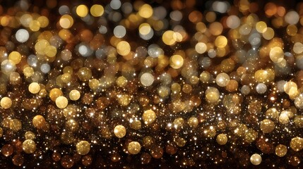 Golden bokeh warm glow festive lights gold sparkle holiday background glitter texture abstract shimmer soft focus bright circle celebration mood gently twinkle across dreamy backdrop