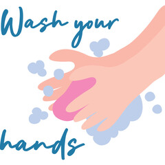 Close Up Of Gentle Hands Washing With Pink Soap And Light Blue Bubbles On A Transparent Background Promoting Hygiene And Cleanliness
