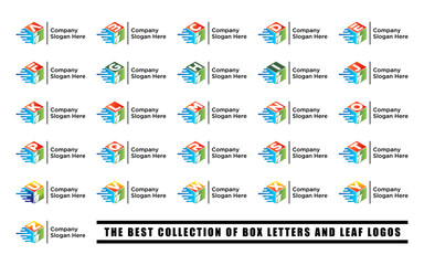  Collection  Speed ​​Box Letter Leaf Logo Vector Template