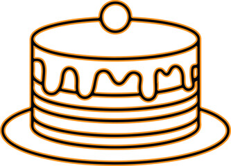 Simple line drawing of a layered cake with drizzle