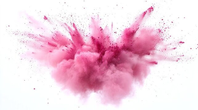 Vibrant pink powder explosion creates a dynamic and eyecatching effect