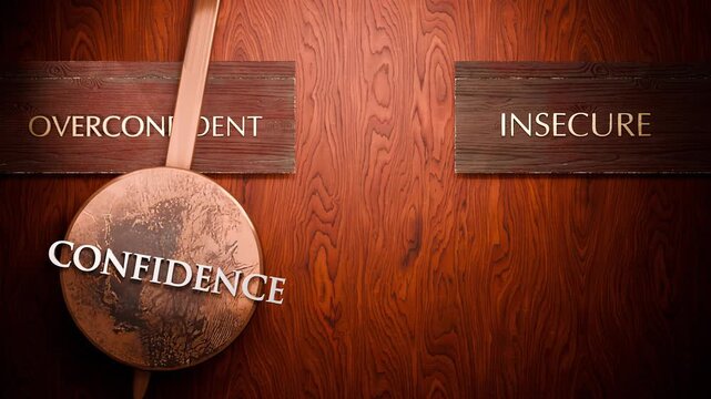 Confidence swings between overconfident and insecure. Visualizing a repeated pattern of Confidence that cycles between extremities: overconfident and insecure.