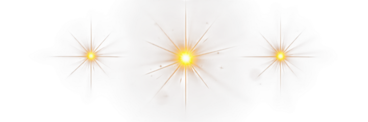 Radiant Light Bursts: A Trio of Golden Star Flares.