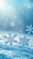 Snowflakes winter snow blue ice cold season christmas holiday december frost frozen crystal nature background weather snowfall xmas festive
