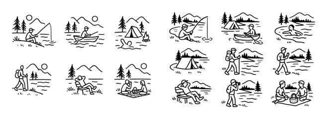 Fototapeta premium Lake Activity Icons