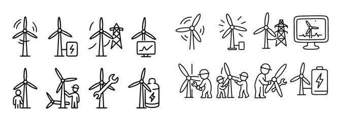 Wind Power Doodle Icons
