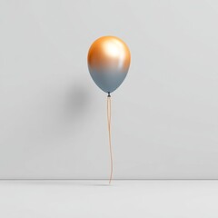 Single balloon with an orange and gray color gradient on a plain white background