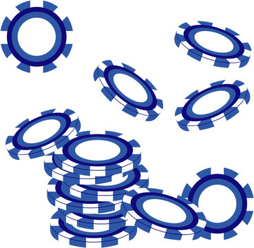 Casino Chips Stacked Blue and White