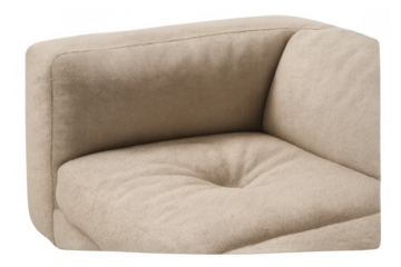 Beige armchair corner detail showing soft fabric upholstery and comfortable design for home interior furnishing