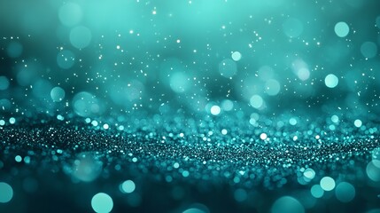 A captivating turquoise glitter background with bokeh lights, perfect for adding a touch of magic and sparkle