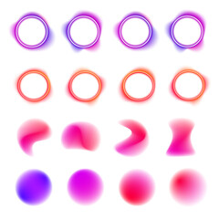 Bright neon round gradient frames in pink, purple, blue, and green glow on a transparent background, creating abstract motion and luminous energy for digital projects.