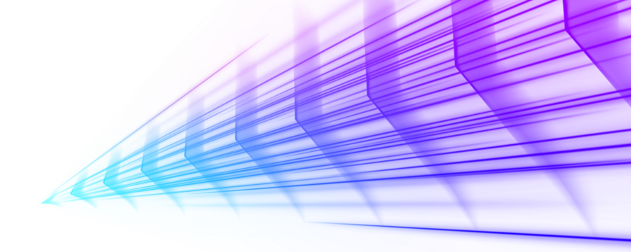 Luminous blue and purple beams race across a transparent background, emphasizing precision and innovation. Ideal for AI, data, or high-tech visuals. PNG format ensures easy use.