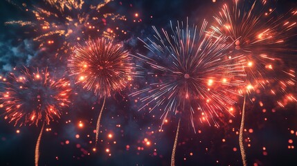 Spectacular fireworks illuminating the night sky with a dazzling array of colors and brilliant light trails