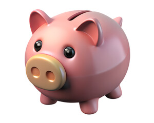 Cute Pink Piggy Bank 3D Render for Kids Saving and Budgeting Projects