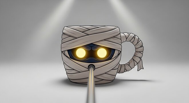 Mummy mug with glowing eyes