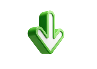 Glossy green & white arrow pointing downward on black