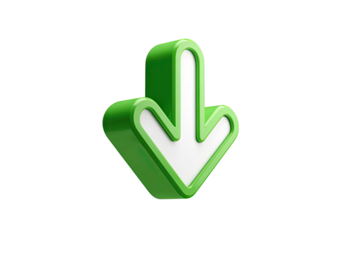 Glossy green & white arrow pointing downward on black