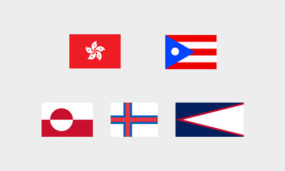 Flaggen von Sonderregionen und Gebieten – Hongkong, Puerto Rico, Grönland, Färöer, Amerikanisch-Samoa © Max Broszat
