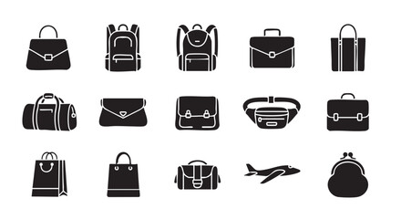 Variety of different types of bags in black and white style
