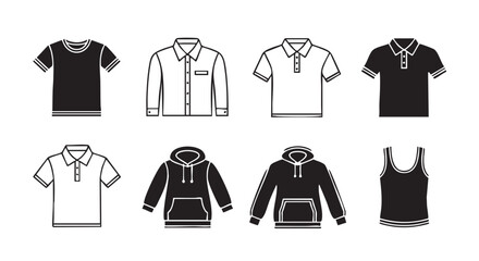Various clothing items t shirt collared shirt long sleeve hoodie graphic