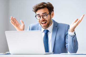 Founder giving an engaging pitch during an online presentation in a modern setting Generative AI