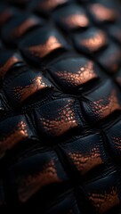Obraz premium Close up of quilted dark material with copper accents for design and backgrounds use