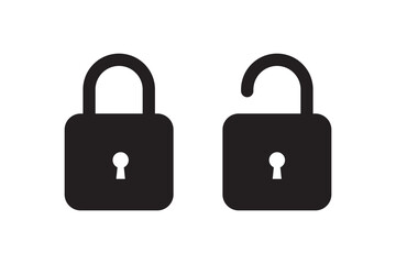 lock icon set. locked and unlocked symbols. modern open and closed padlock. security icon sets. security symbols. lock and security icon for app, ui, website and logo.