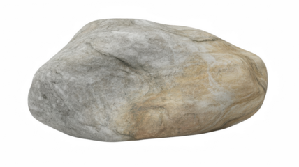 Single smooth river rock isolated on white background for zen gardens or natural landscaping