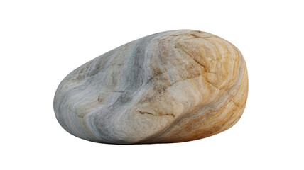 Smooth river stone isolated on white background natural earth element for zen gardens and landscaping