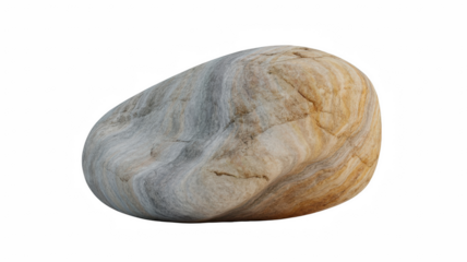 Smooth river stone isolated on white background natural earth element for zen gardens and landscaping