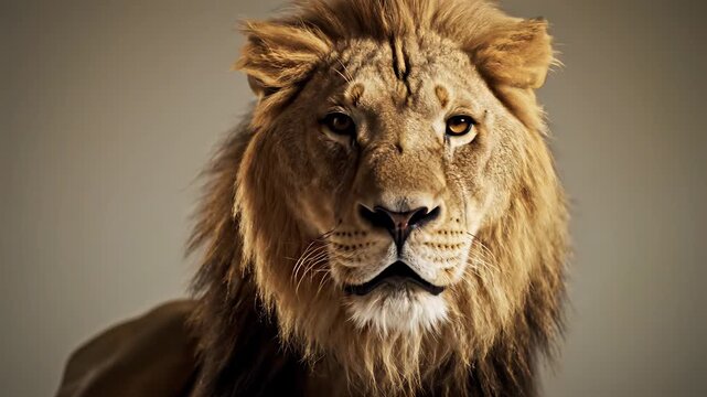 Majestic lion stands proudly in front of a wall, its mouth open as if roaring at the world, conveying boldness, confidence, and independence, making it an ideal visual representation for.