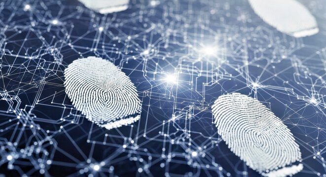 Human Artificial Intelligence Guidance Translucent Fingerprints on Glowing Light