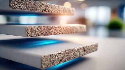 Abstract texture layers with glowing blue and orange light creating a modern, sophisticated, and futuristic visual effect for technology and design