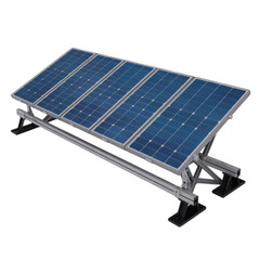 Solar panel array on a mounting rack clean energy technology for sustainable power generation isolated on white