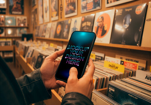 Smartphone Mockup  Vintage Record Shop