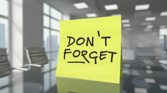 Sticky note with the message "DON'T FORGET".