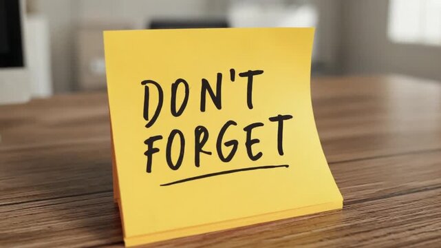 Sticky note with the message "DON'T FORGET".